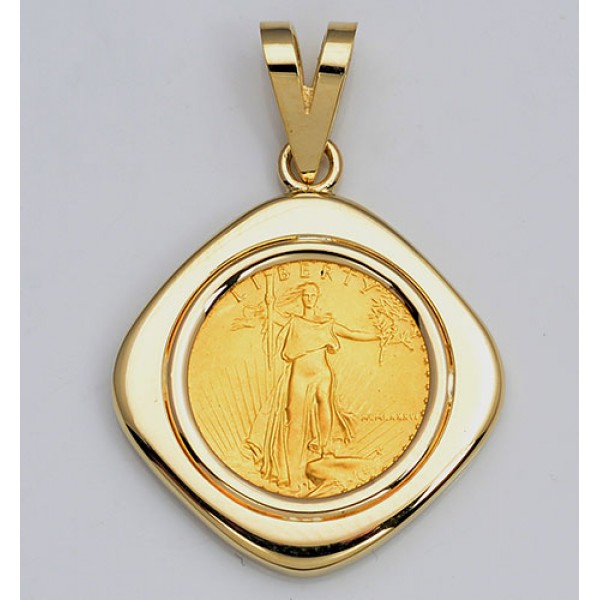 14KT GOLD  PENDANT with U.S. 1/10 oz. Eagle Gold Coin  (coin included)